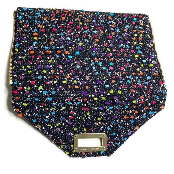 Diane Von Furstenburg Agent Karlie Confetti Tweed Zip On Clutch - Picture 8 of 15